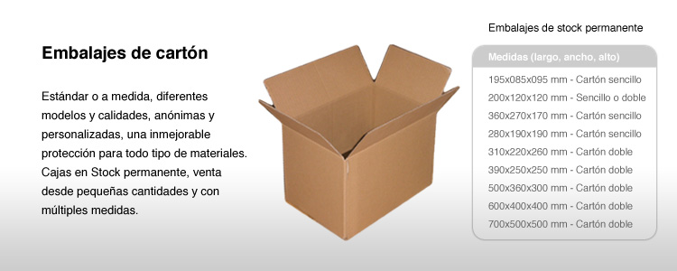 Embalajes de cart&oacute;n